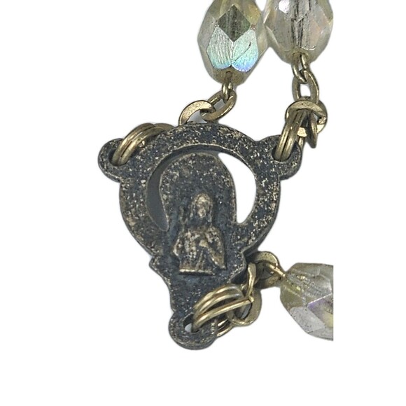 Vintage Crystal Glass Bead Catholic Rosary with Jesus Crucifix & Virgin Mary - Picture 11 of 14